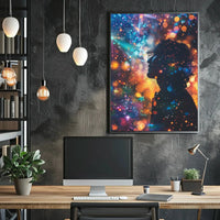 Dreamlike Silhouette with Cosmic Lights Abstract, Artistic Poster PosterGoat