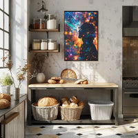 Dreamlike Silhouette with Cosmic Lights Abstract, Artistic Poster PosterGoat
