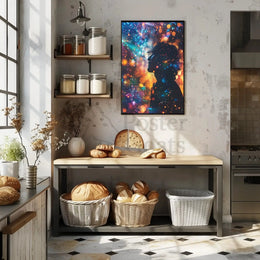 Dreamlike Silhouette with Cosmic Lights Abstract, Artistic Poster PosterGoat