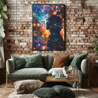 Dreamlike Silhouette with Cosmic Lights Abstract, Artistic Poster PosterGoat