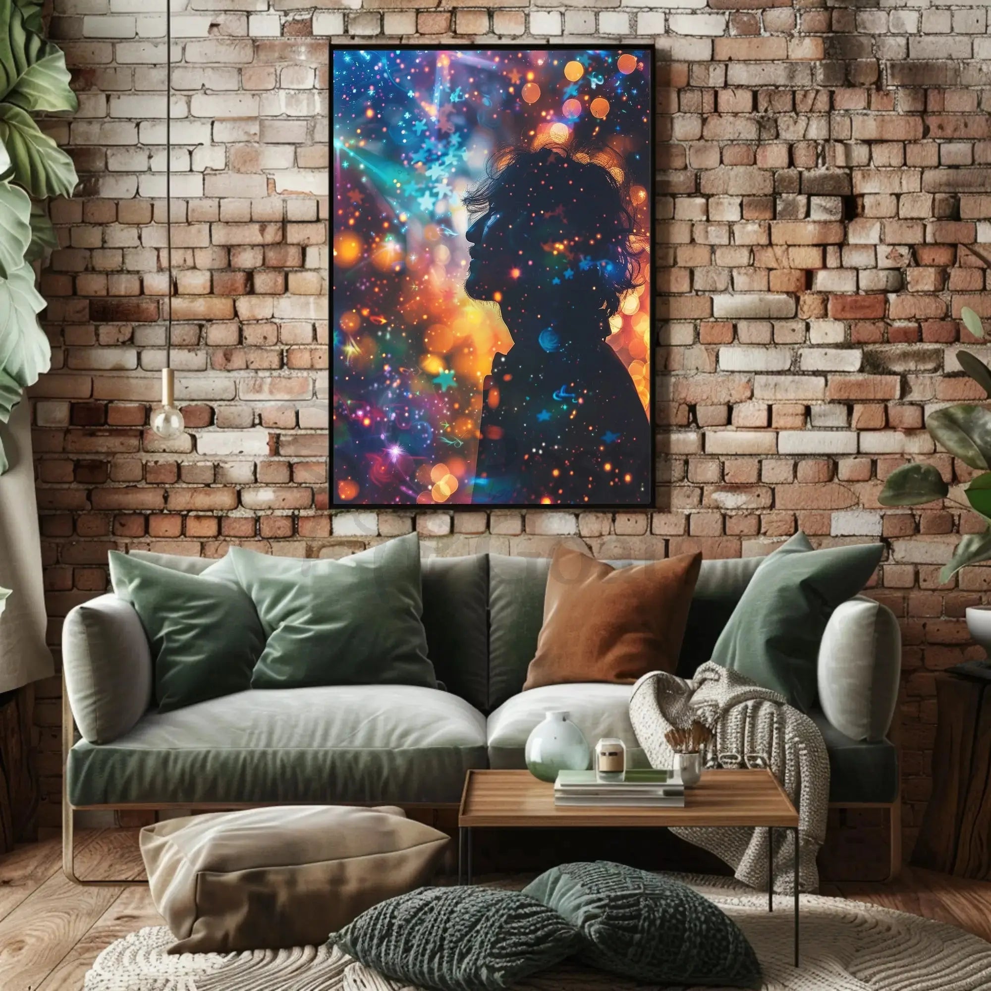 Dreamlike Silhouette with Cosmic Lights Abstract, Artistic Poster PosterGoat