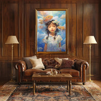 Dreamy Fish & Girl Fantasy Landscape Artistic Poster PosterGoat