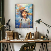 Dreamy Fish & Girl Fantasy Landscape Artistic Poster PosterGoat