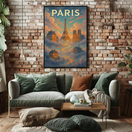 Dreamy Parisian Landmarks Illustrated Travel Poster PosterGoat
