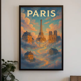 Dreamy Parisian Landmarks Illustrated Travel Poster PosterGoat