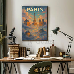 Dreamy Parisian Landmarks Illustrated Travel Poster PosterGoat