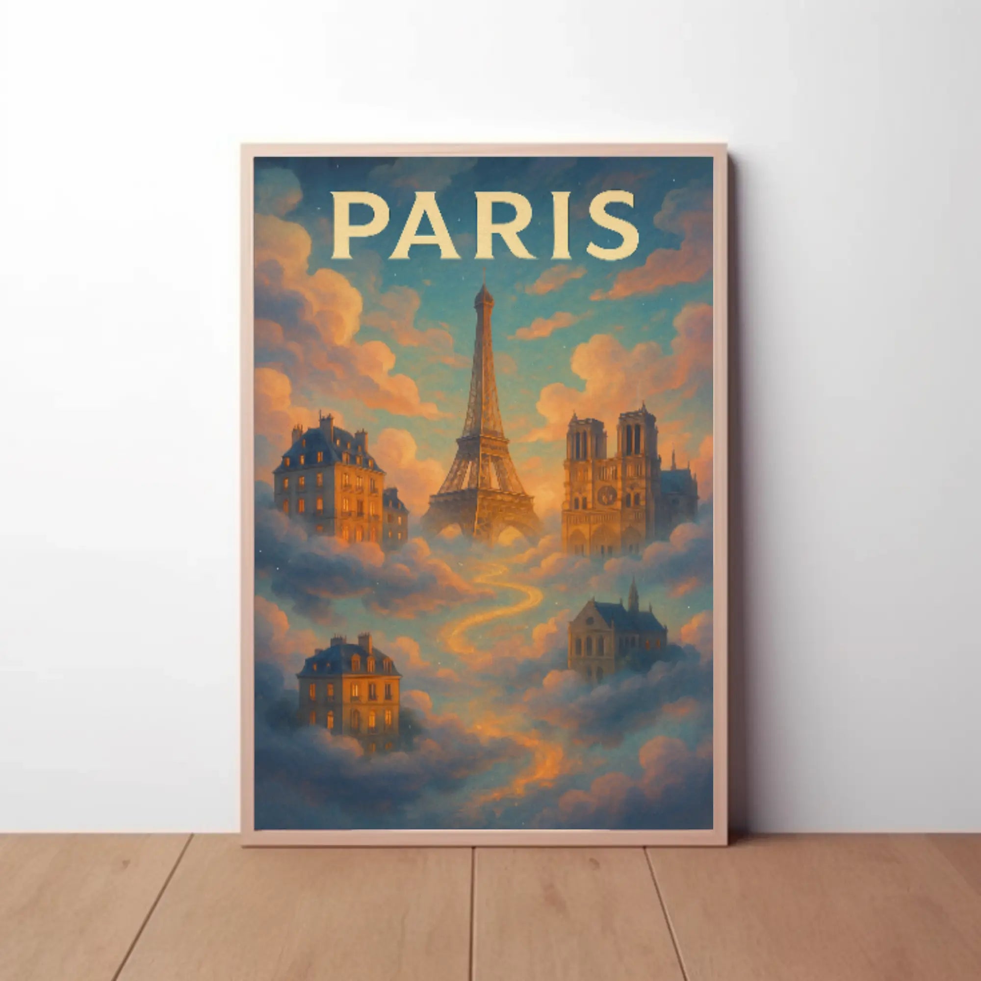 Dreamy Parisian Landmarks Illustrated Travel Poster PosterGoat