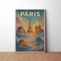 Dreamy Parisian Landmarks Illustrated Travel Poster PosterGoat
