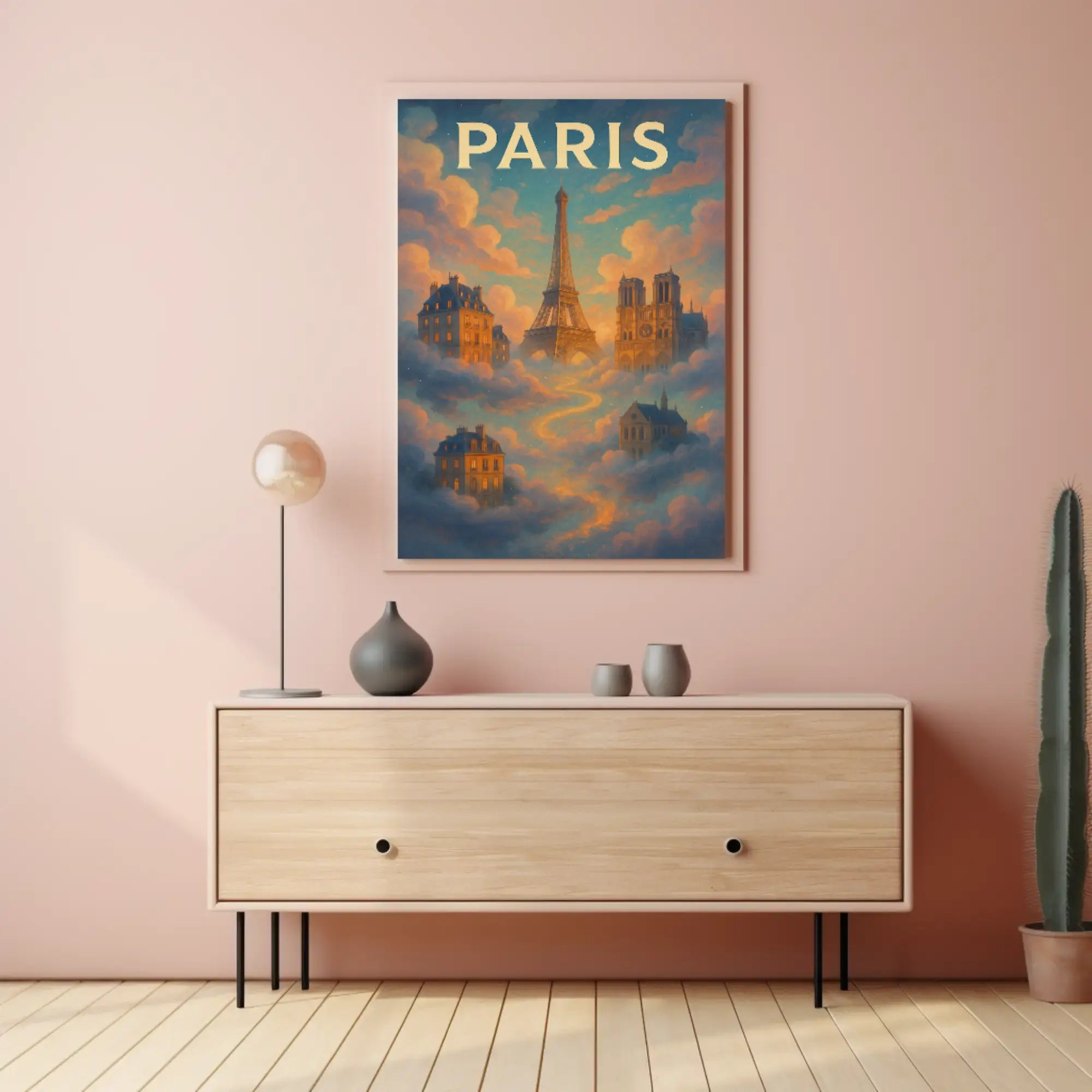 Dreamy Parisian Landmarks Illustrated Travel Poster PosterGoat