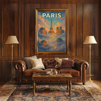 Dreamy Parisian Landmarks Illustrated Travel Poster PosterGoat