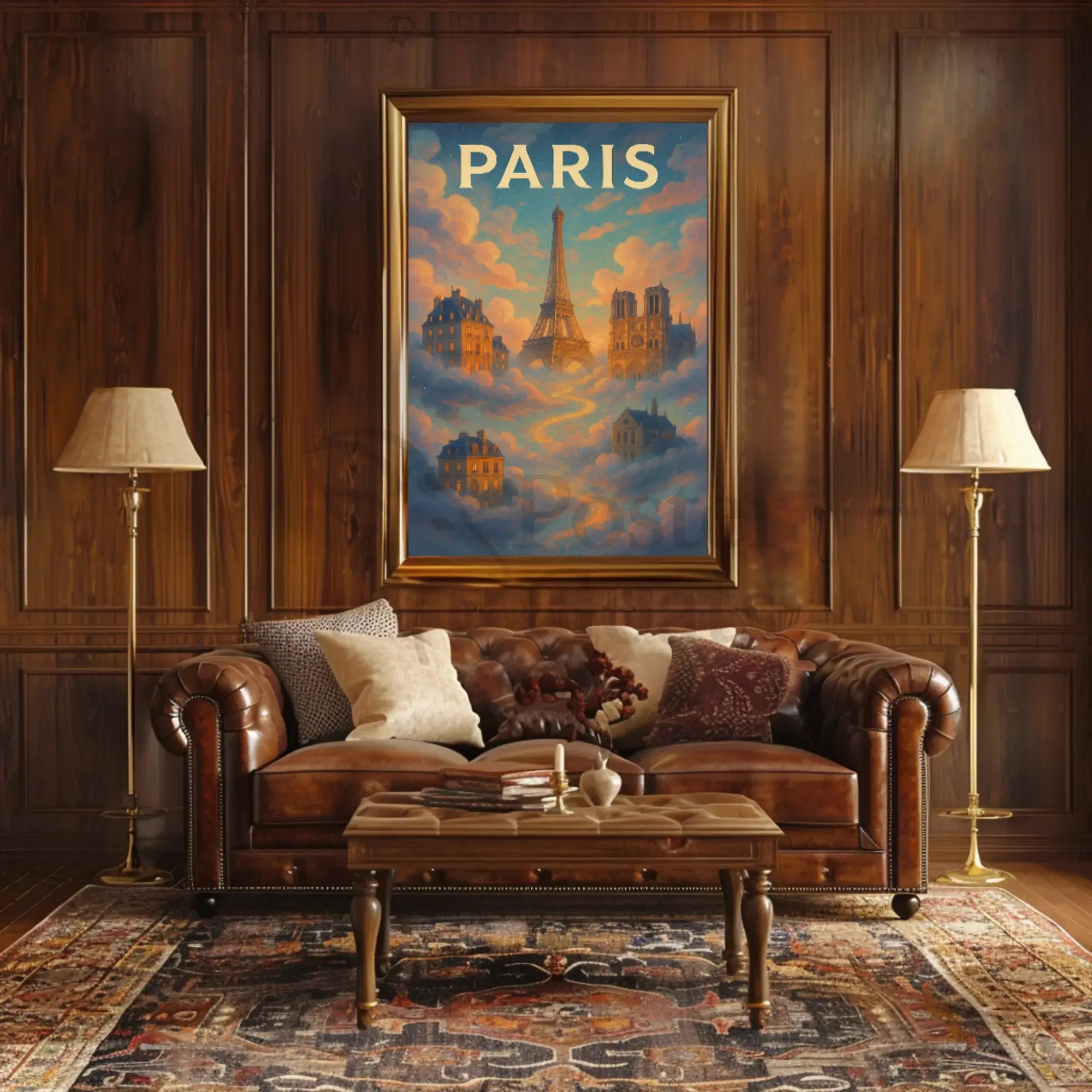 Dreamy Parisian Landmarks Illustrated Travel Poster PosterGoat