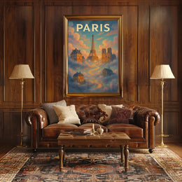 Dreamy Parisian Landmarks Illustrated Travel Poster PosterGoat