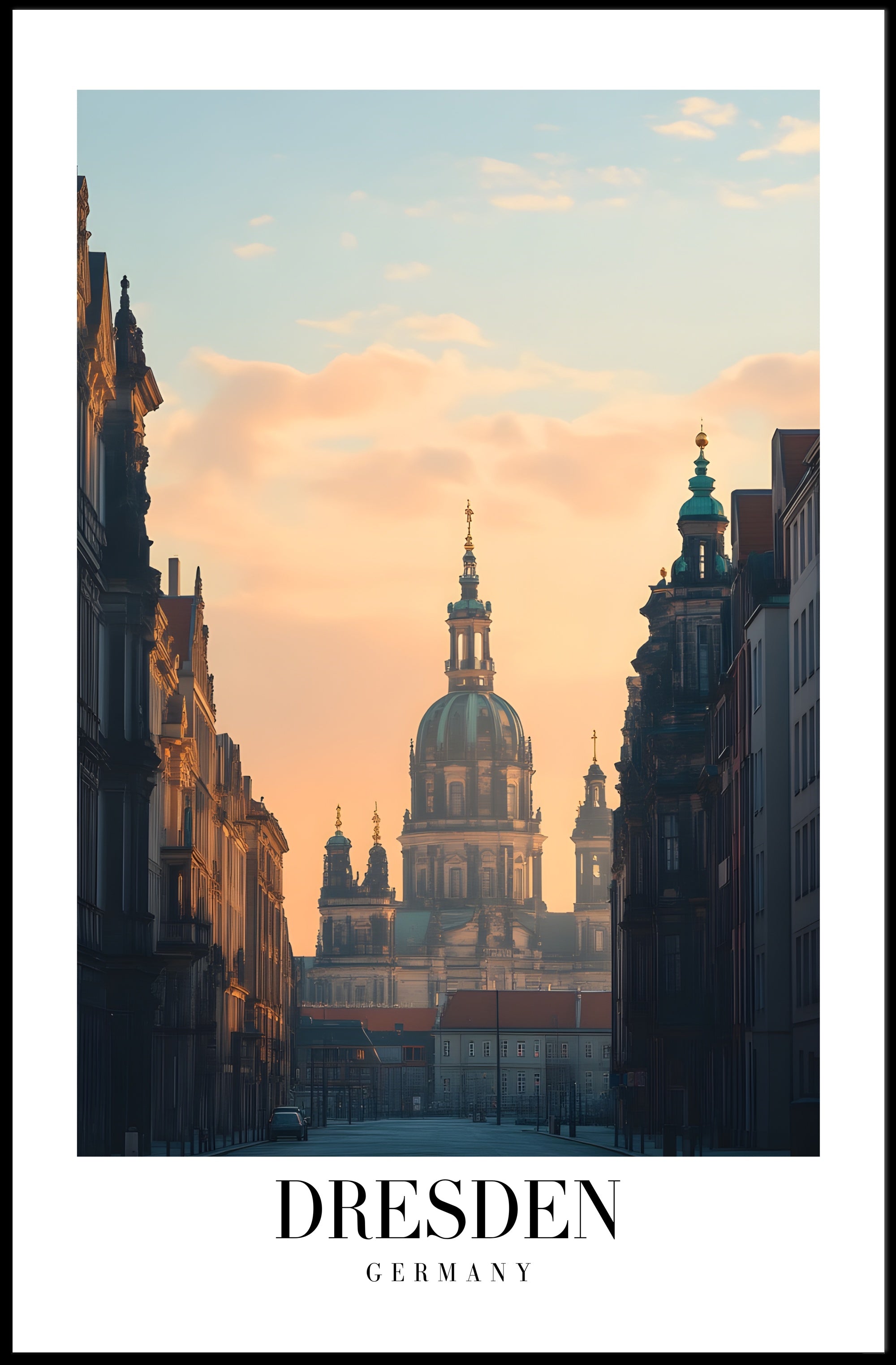Dresden Cityscape at Sunrise Urban or Cityscape Poster PosterGoat