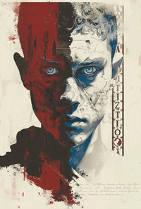 Duality Unveiled: Abstract, Artistic Portrait Poster PosterGoat