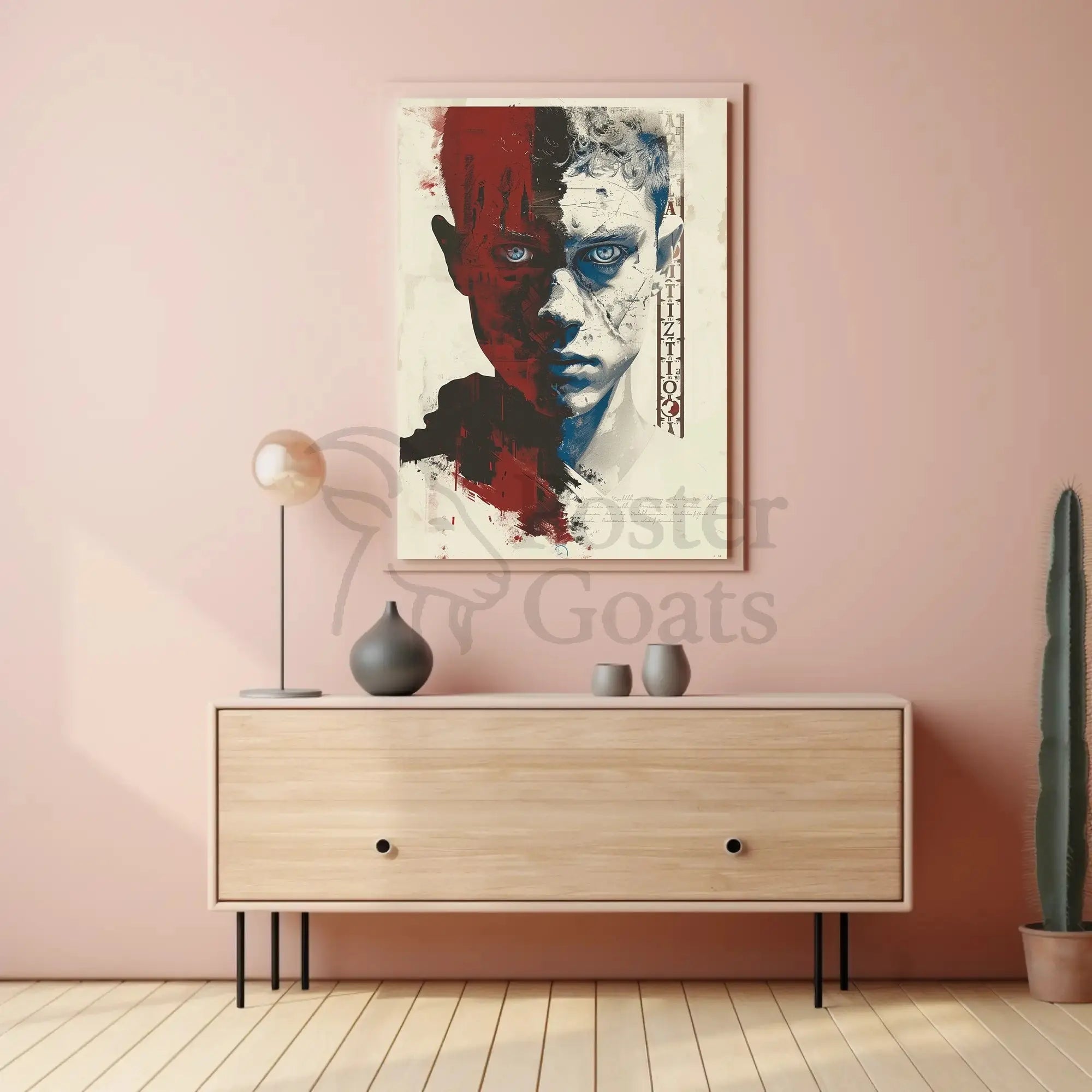 Duality Unveiled: Abstract, Artistic Portrait Poster PosterGoat