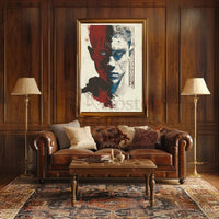 Duality Unveiled: Abstract, Artistic Portrait Poster PosterGoat