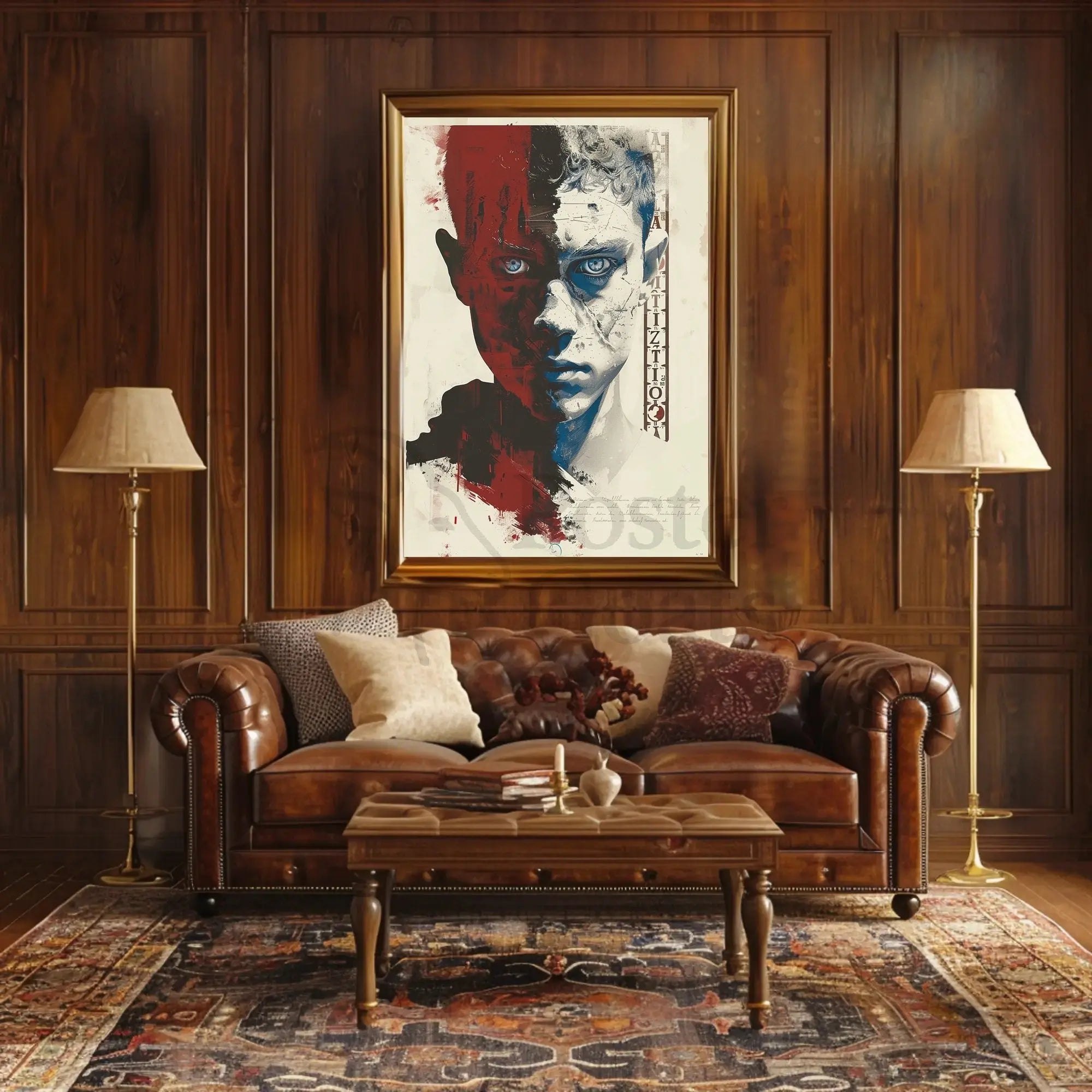 Duality Unveiled: Abstract, Artistic Portrait Poster PosterGoat