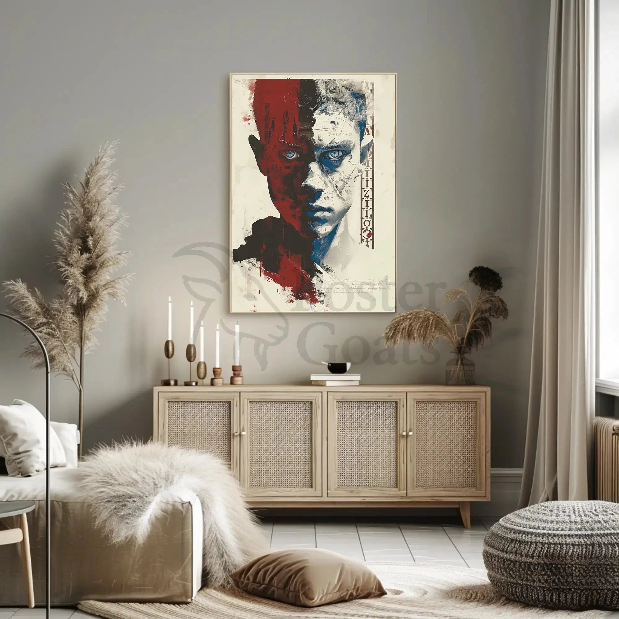 Duality Unveiled: Abstract, Artistic Portrait Poster PosterGoat