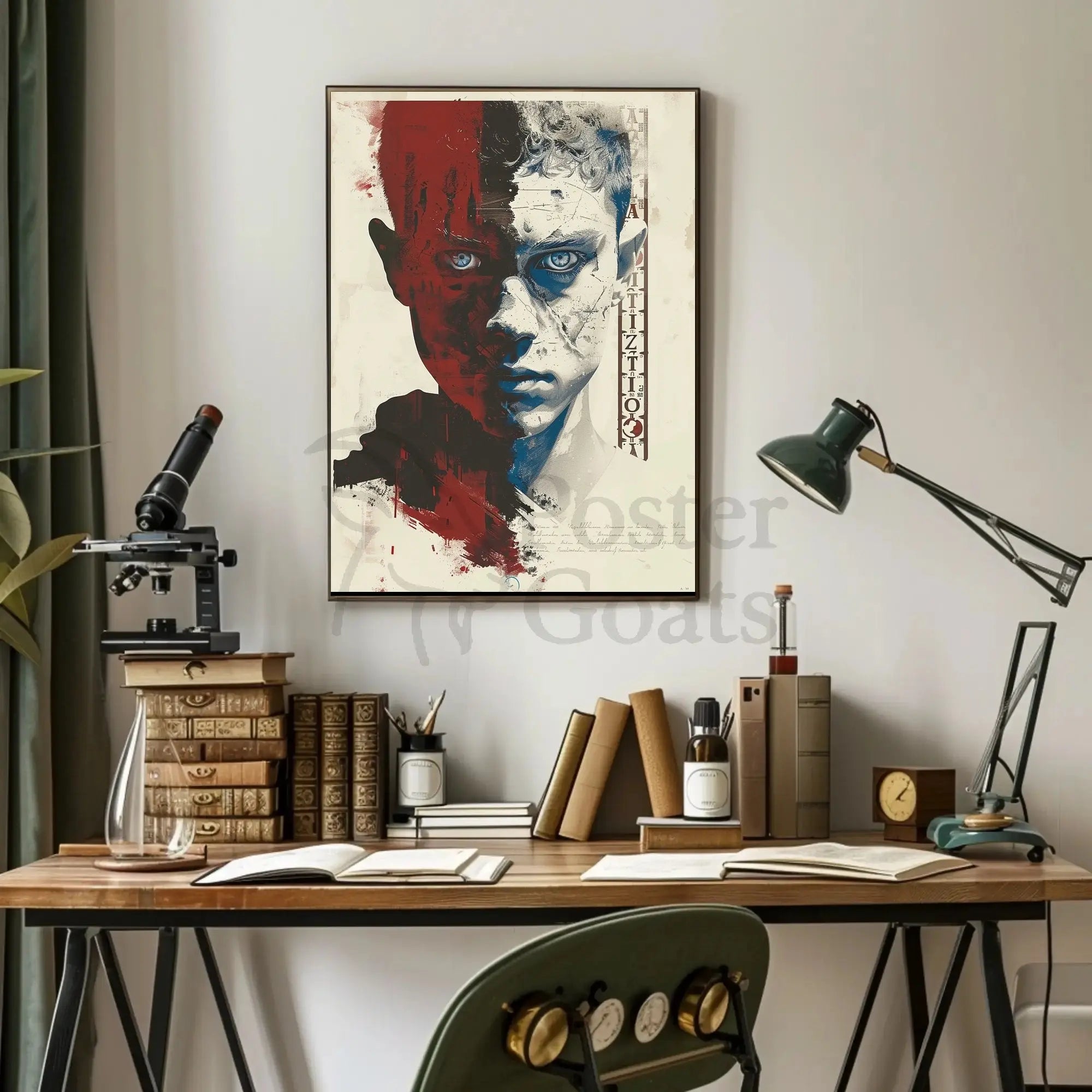 Duality Unveiled: Abstract, Artistic Portrait Poster PosterGoat