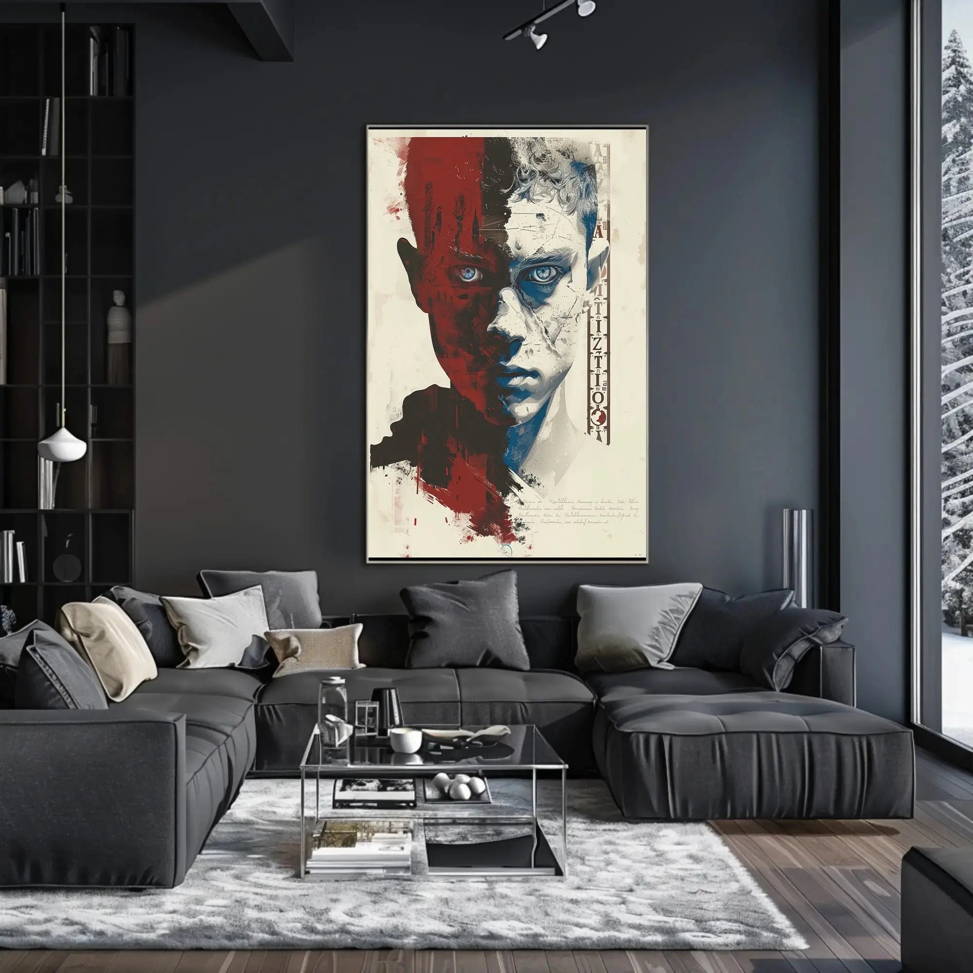 Duality Unveiled: Abstract, Artistic Portrait Poster PosterGoat