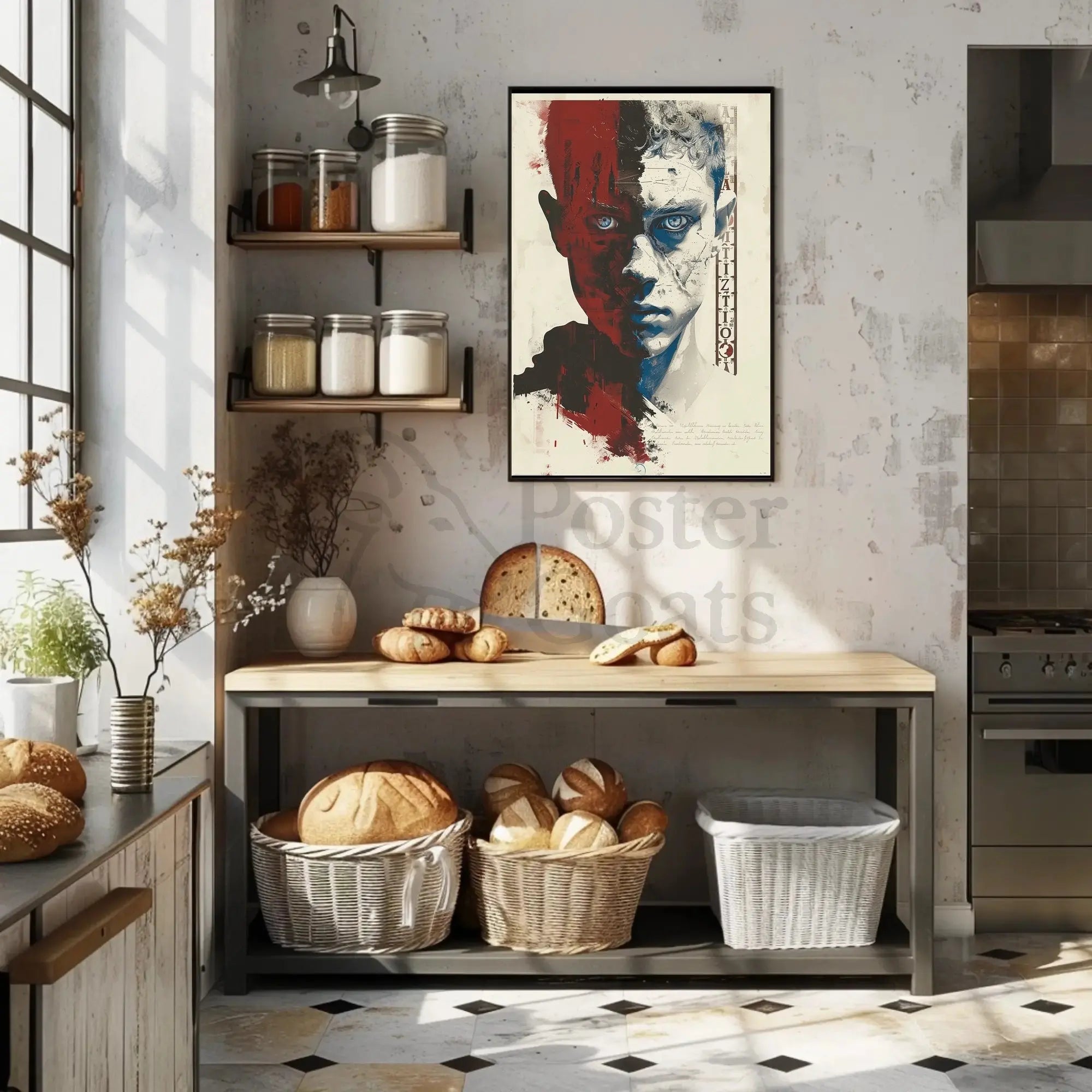 Duality Unveiled: Abstract, Artistic Portrait Poster PosterGoat