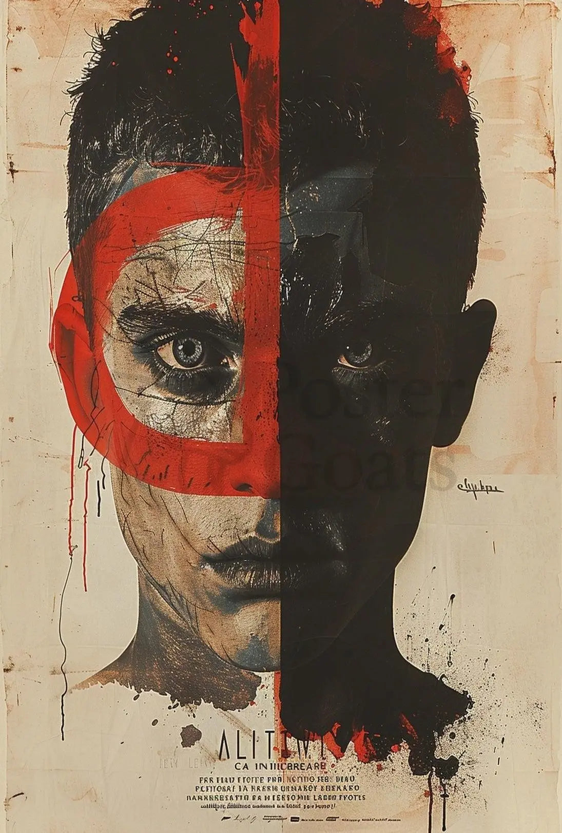 Duality and Intrigue Face Design - Abstract Poster PosterGoat