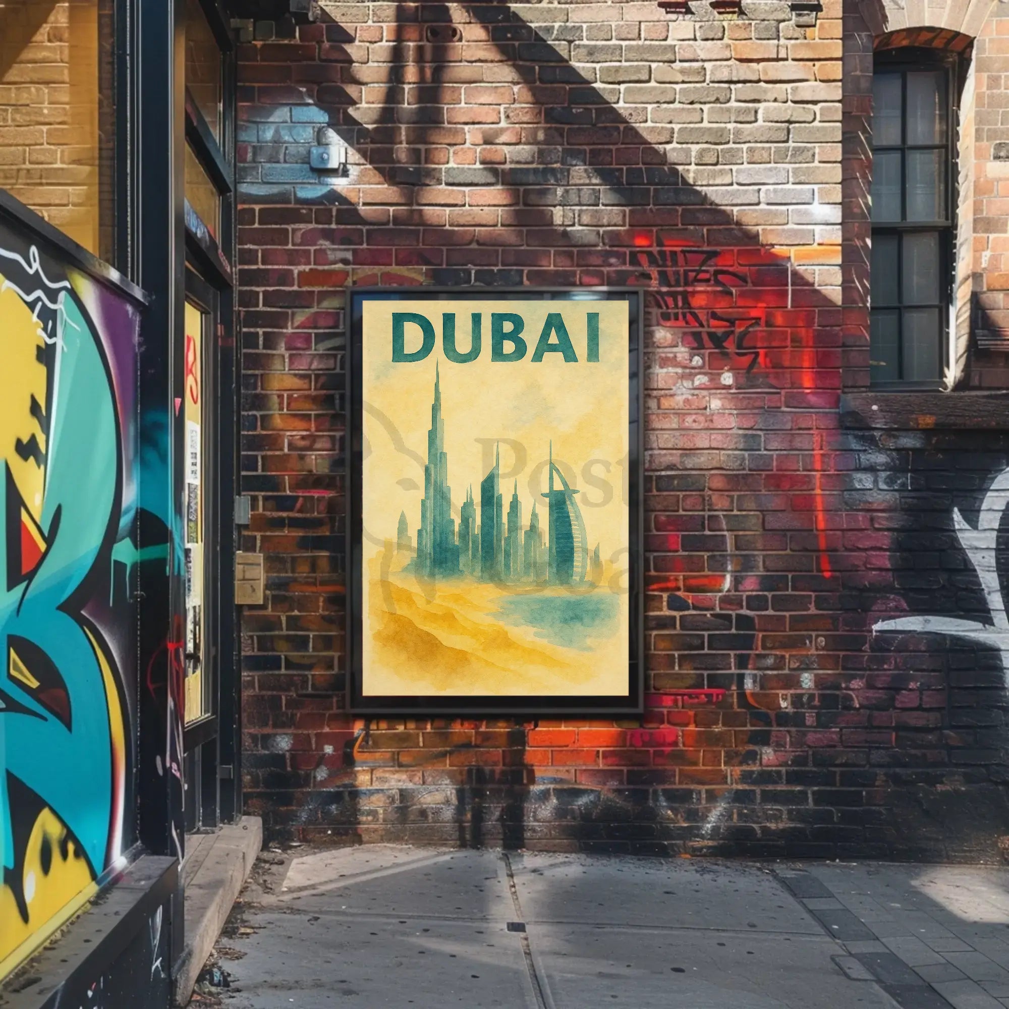 Dubai Architectural Landmarks Vintage Travel Poster PosterGoat