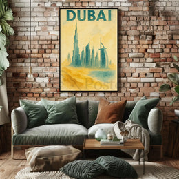 Dubai Architectural Landmarks Vintage Travel Poster PosterGoat