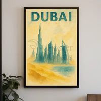 Dubai Architectural Landmarks Vintage Travel Poster PosterGoat