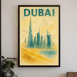Dubai Architectural Landmarks Vintage Travel Poster PosterGoat