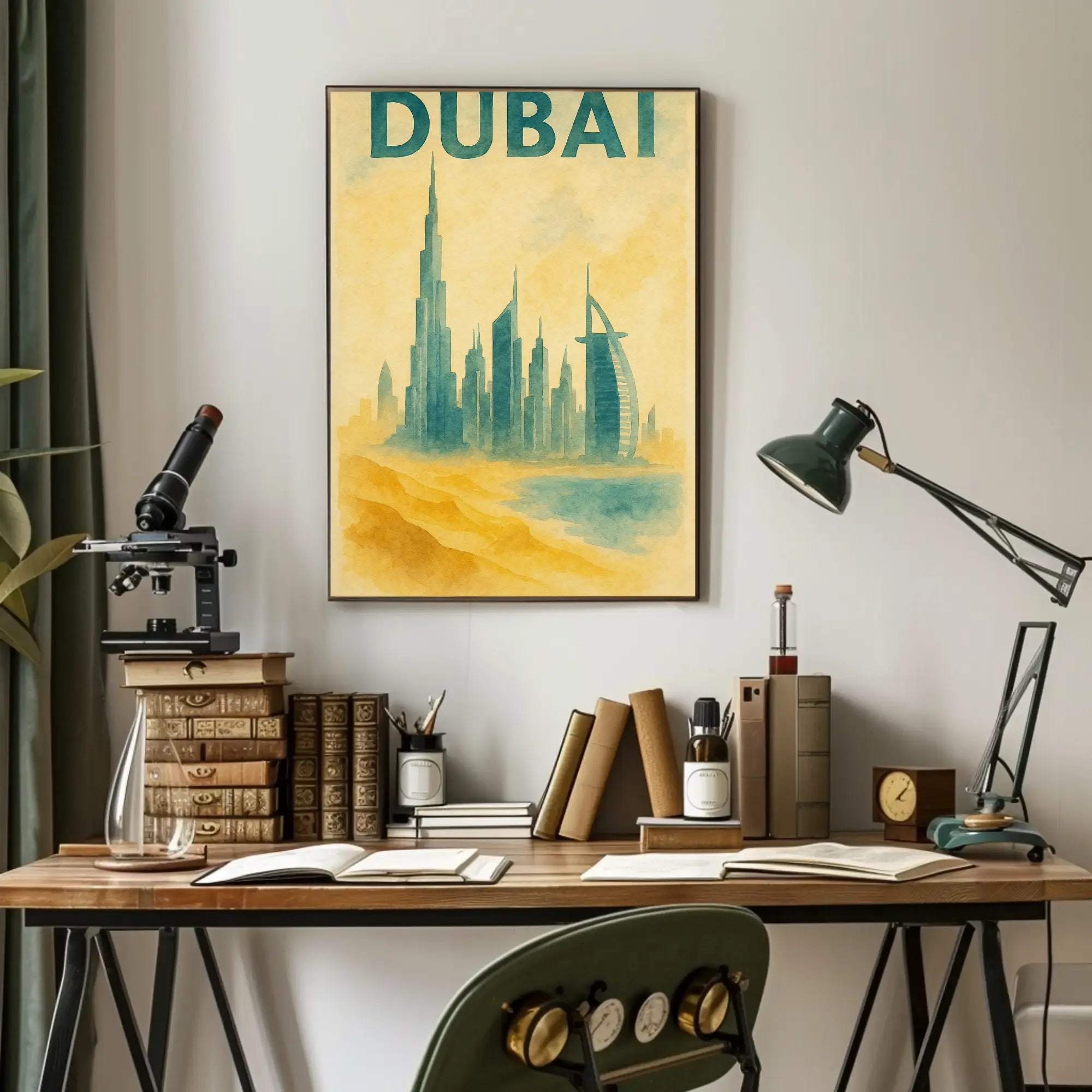 Dubai Architectural Landmarks Vintage Travel Poster PosterGoat