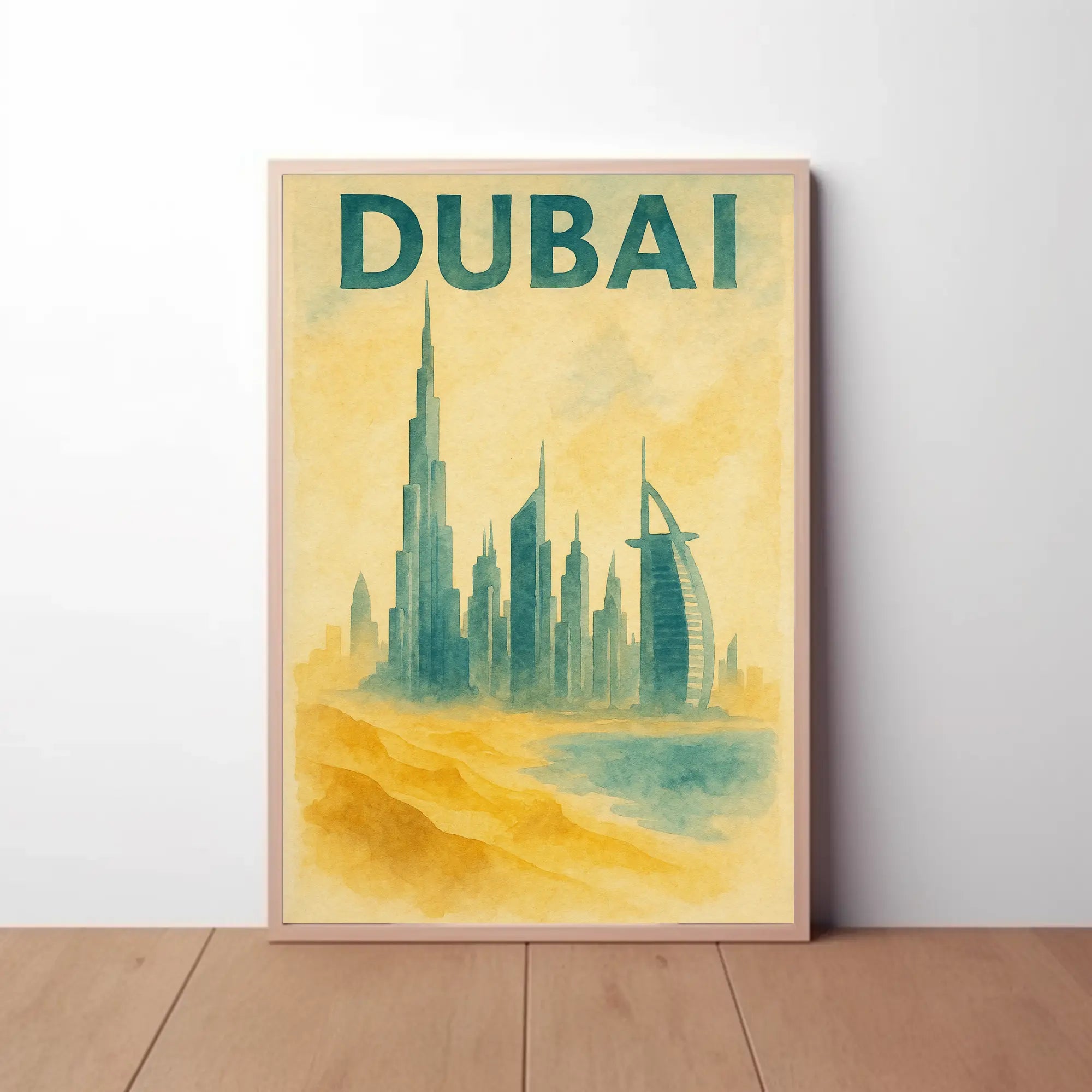 Dubai Architectural Landmarks Vintage Travel Poster PosterGoat