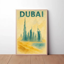 Dubai Architectural Landmarks Vintage Travel Poster PosterGoat
