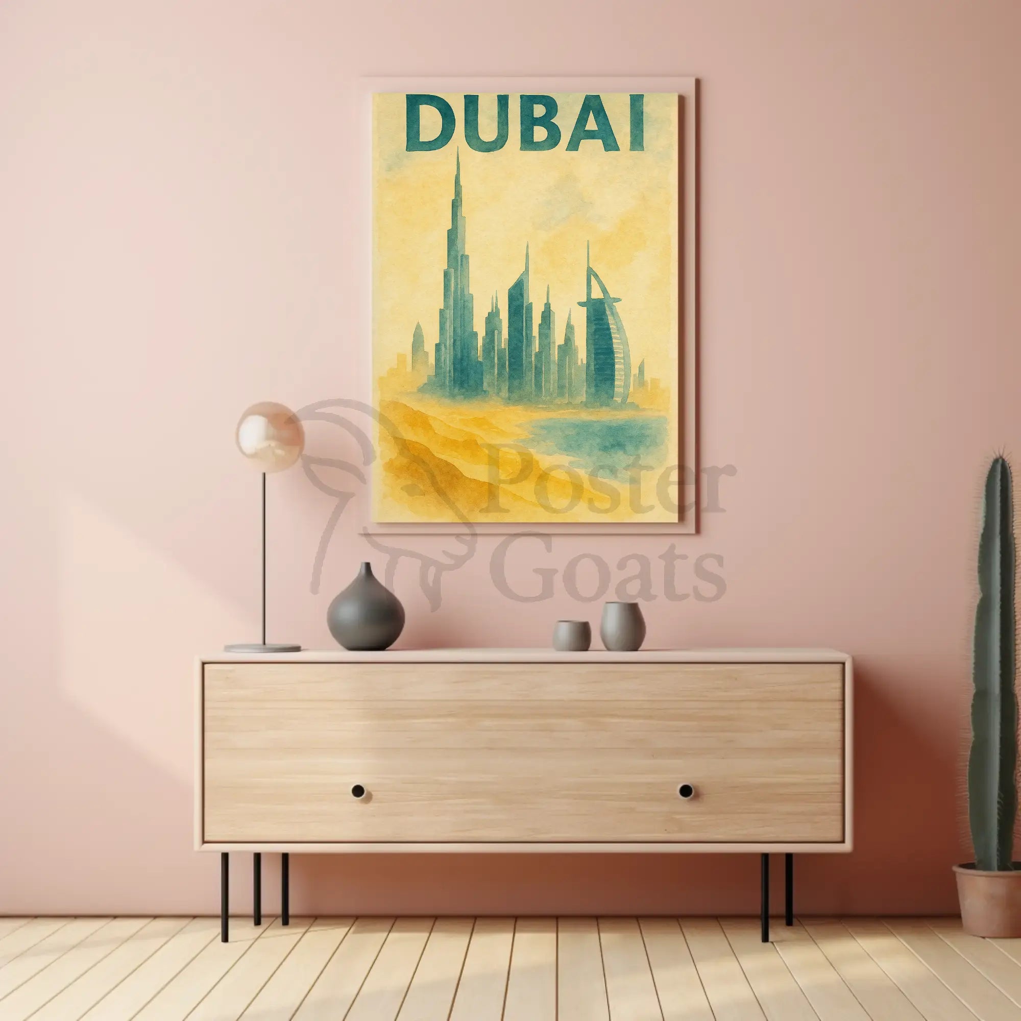 Dubai Architectural Landmarks Vintage Travel Poster PosterGoat