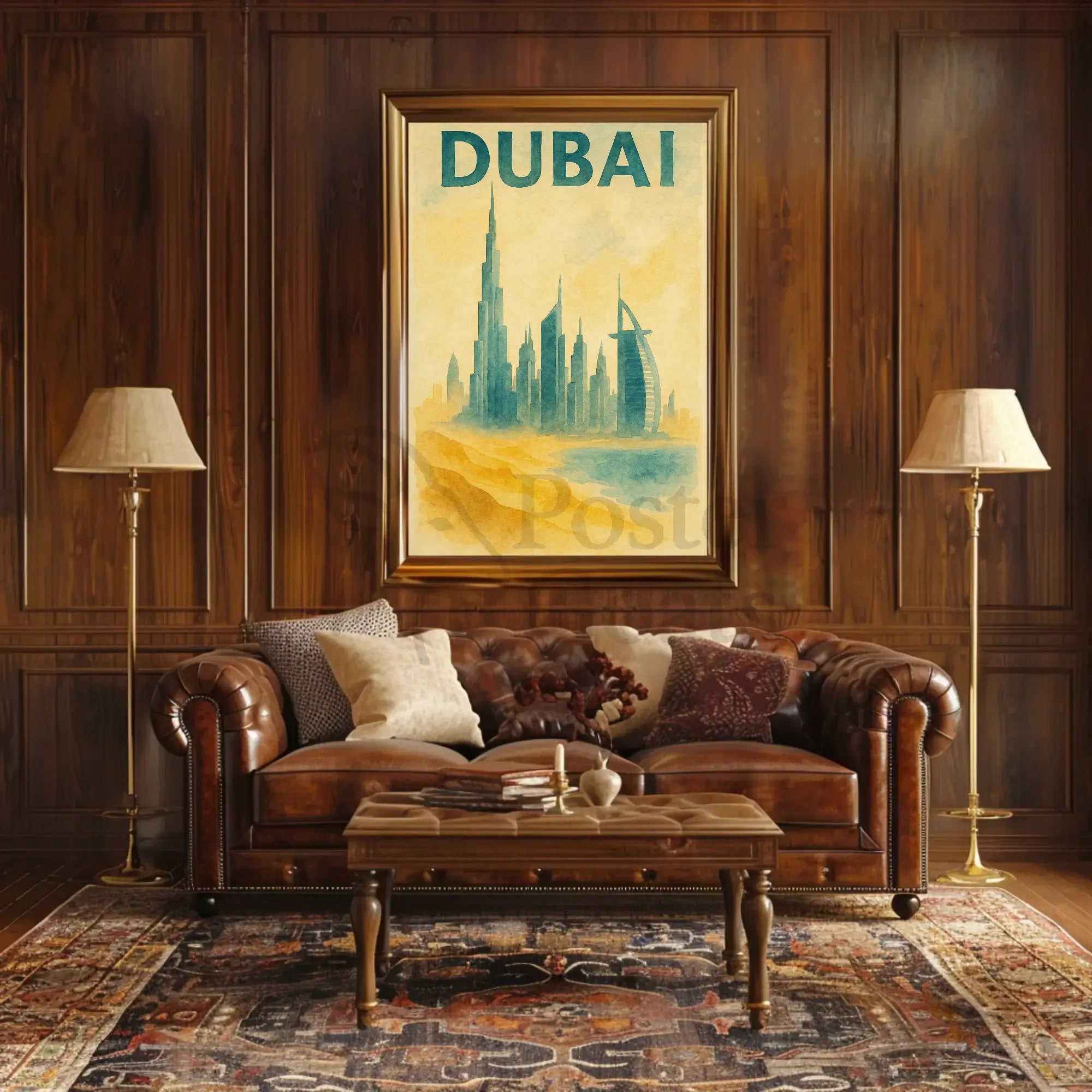 Dubai Architectural Landmarks Vintage Travel Poster PosterGoat