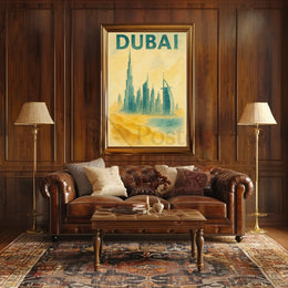 Dubai Architectural Landmarks Vintage Travel Poster PosterGoat