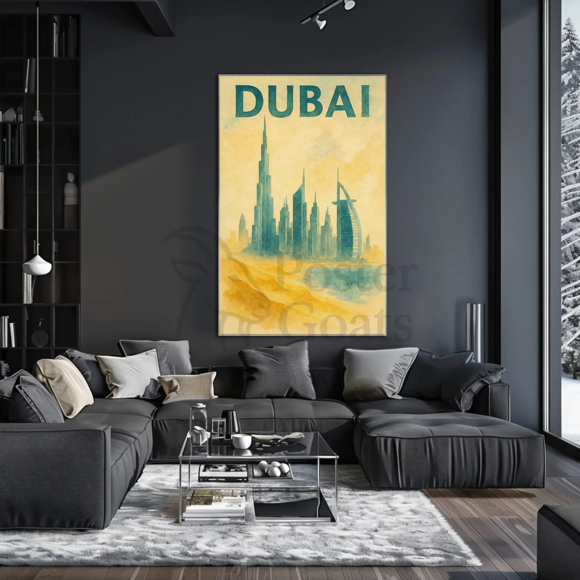 Dubai Architectural Landmarks Vintage Travel Poster PosterGoat