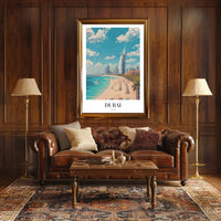 Dubai Beachfront with Burj Al Arab Travel Poster PosterGoat