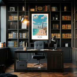 Dubai Beachfront with Burj Al Arab Travel Poster PosterGoat