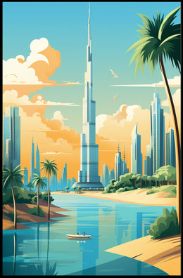 Dubai-Inspired Cityscape with Burj Khalifa Urban or Cityscape Poster PosterGoat