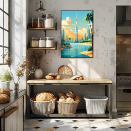 Dubai-Inspired Cityscape with Burj Khalifa Urban or Cityscape Poster PosterGoat