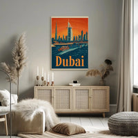 Dubai Skyline Modern Vintage Travel Poster PosterGoat