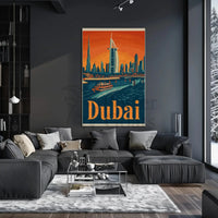 Dubai Skyline Modern Vintage Travel Poster PosterGoat