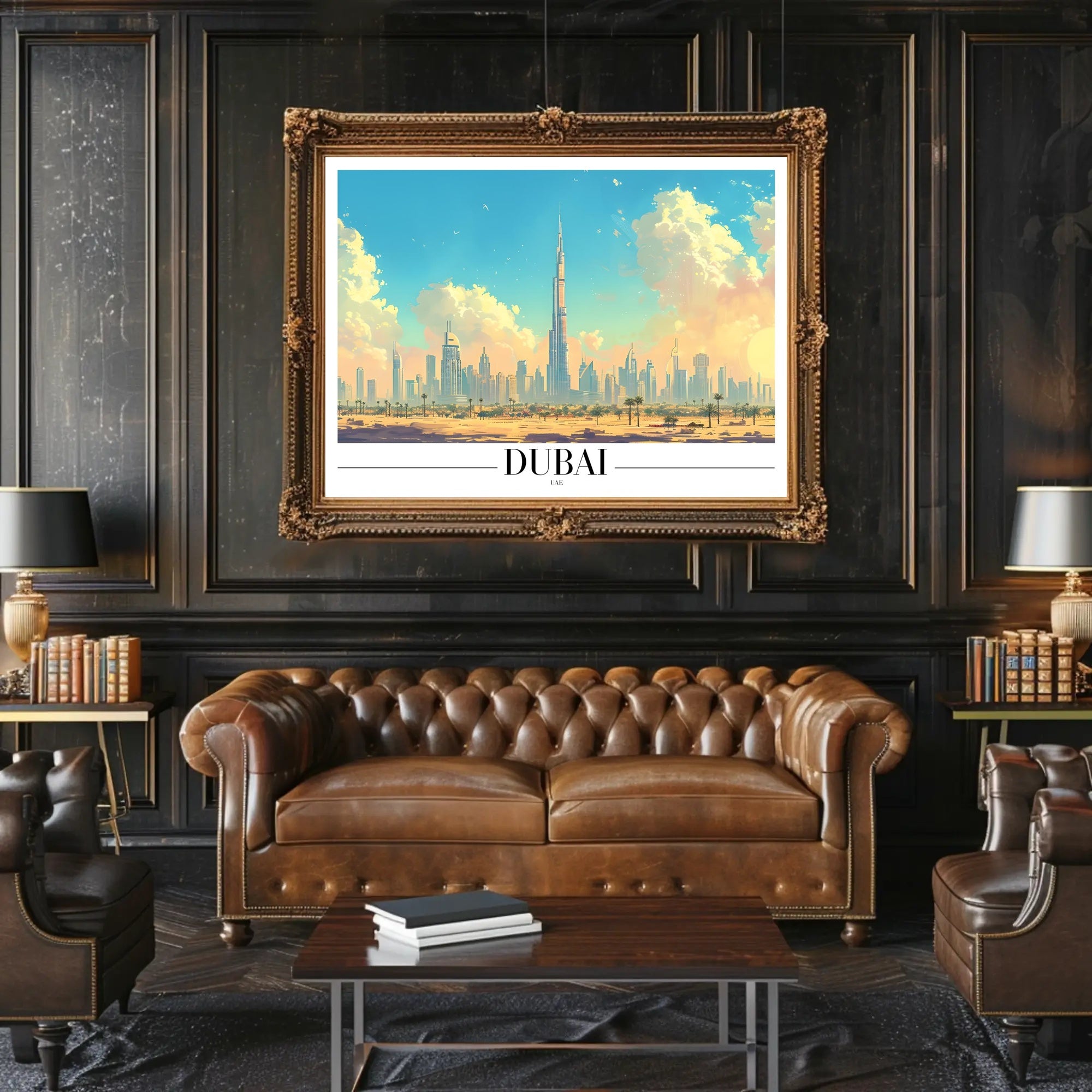 Dubai Skyline Poster with Burj Khalifa: Urban Cityscape PosterGoat