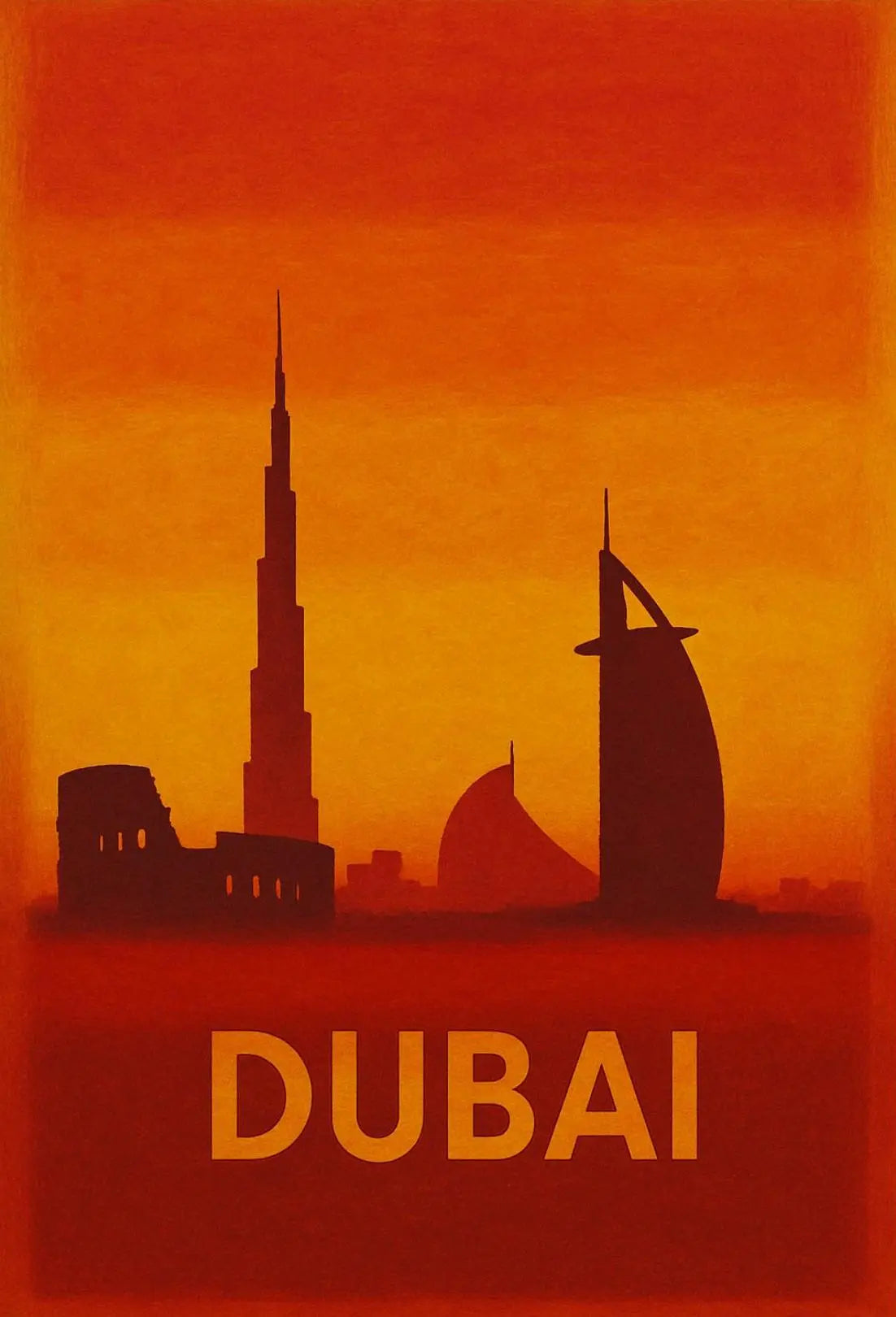 Dubai Skyline Silhouette Art Print Travel Poster PosterGoat