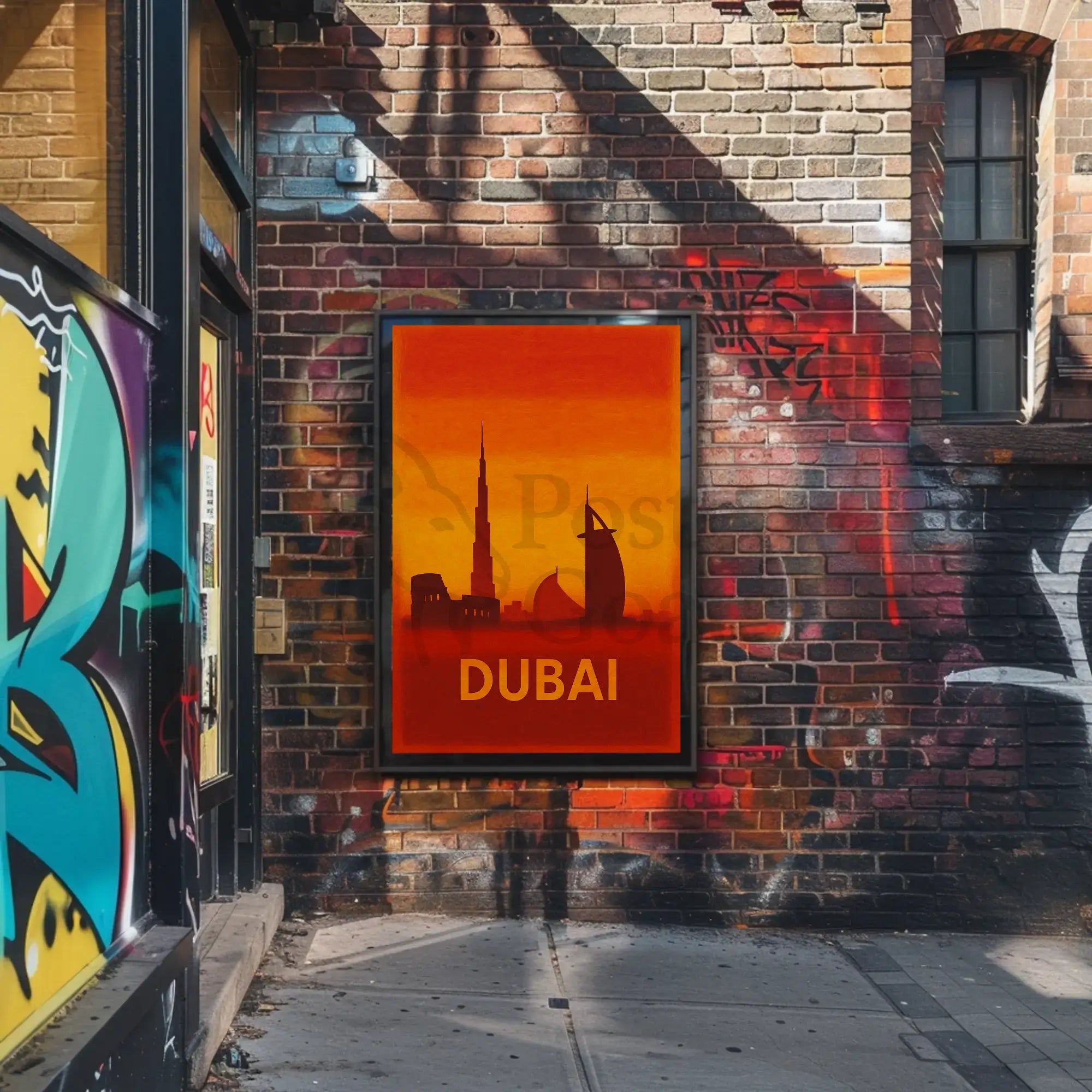 Dubai Skyline Silhouette Art Print Travel Poster PosterGoat