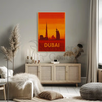 Dubai Skyline Silhouette Art Print Travel Poster PosterGoat