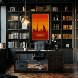 Dubai Skyline Silhouette Art Print Travel Poster PosterGoat