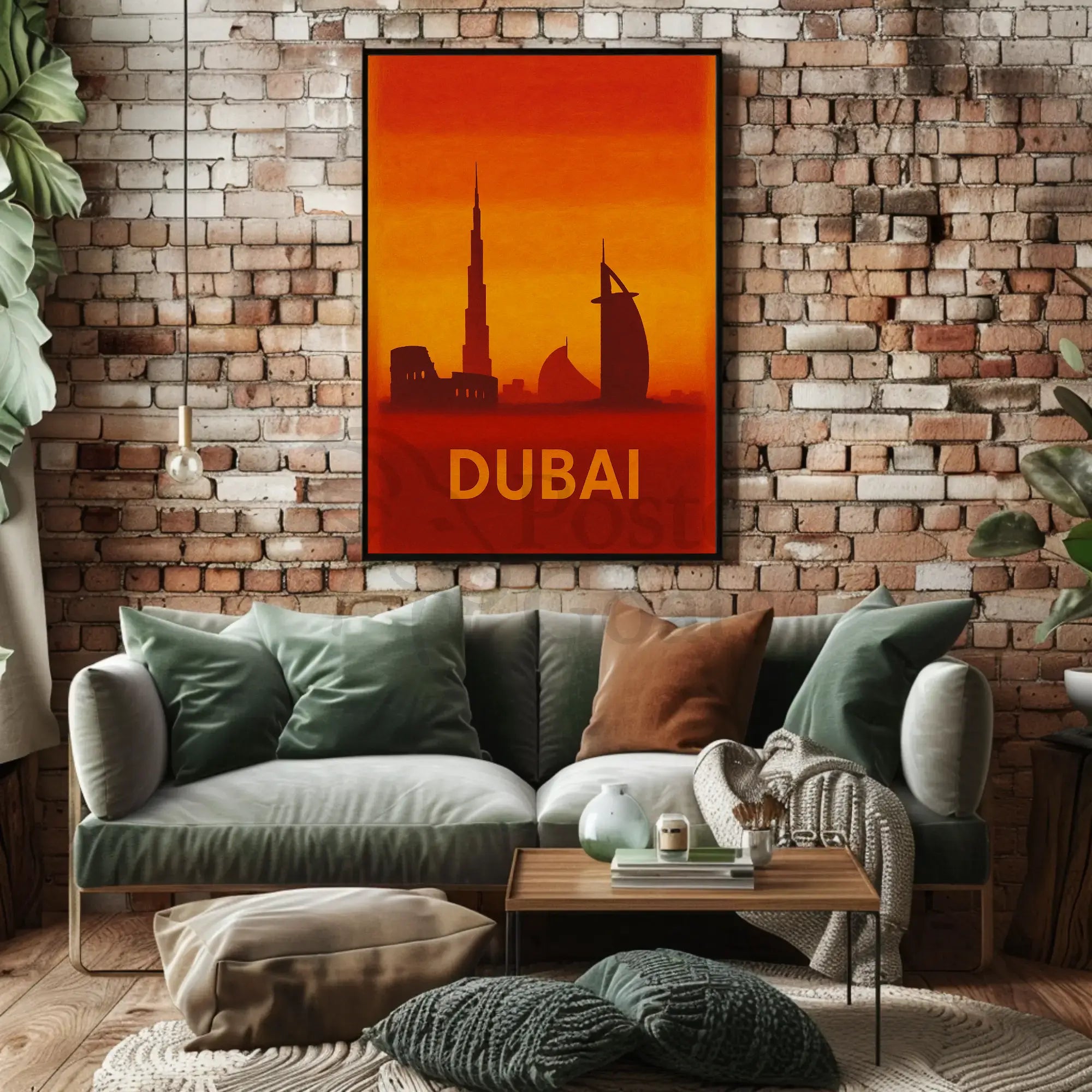 Dubai Skyline Silhouette Art Print Travel Poster PosterGoat