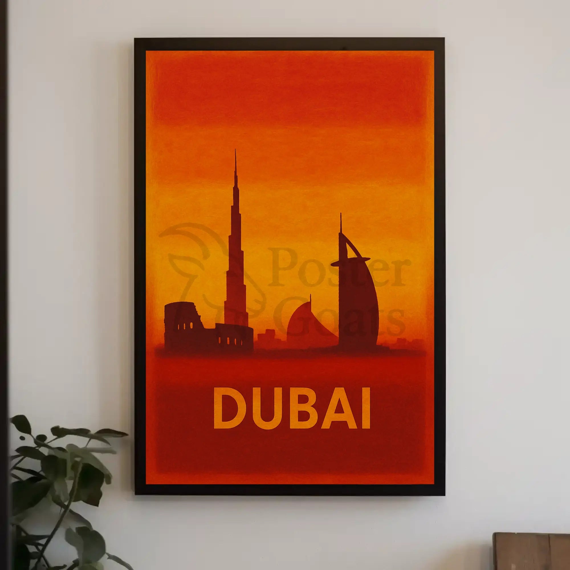 Dubai Skyline Silhouette Art Print Travel Poster PosterGoat